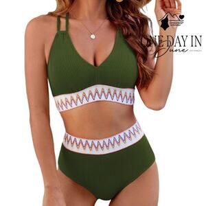 Blooming Jelly Ribbed High Waist Bikini Swimsuit Size L